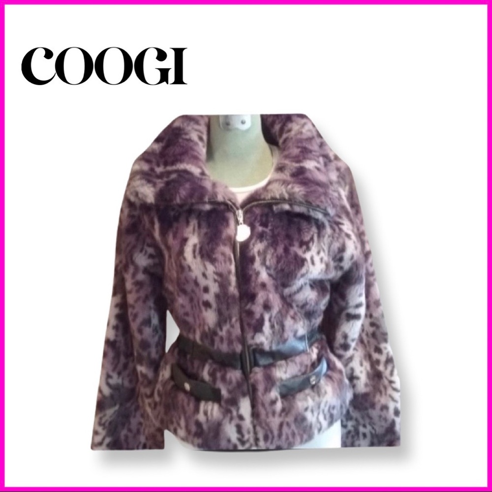 Super Cute & Warm COOGI Purple Faux Leopard Winter Coat